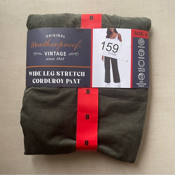 Weatherproof Women's Wide Leg Corduroy Pants - Dark Green - Picture 1 of 6